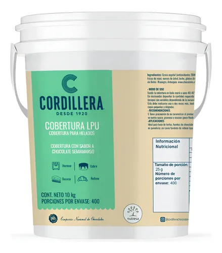 Cordillera Cobertura Helados LPU x 10 Kilo