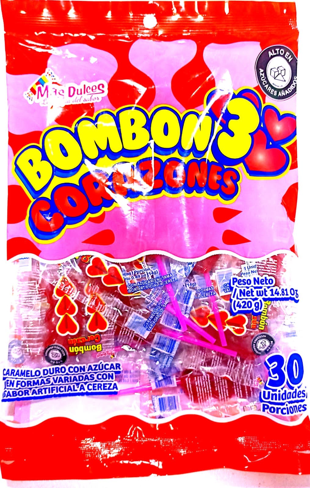 Chupeta 3 corazones por 30un